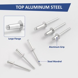 Pop Rivets, 190PCs Aluminum Blind Rivet Pack in 8 Sizes(3/16 * 5/8", 3/16 * 1/2", 3/16 * 5/16", 3/16 * 1/4", 1/8 * 1/2", 1/8 * 3/8", 1/8 * 5/16", 1/8 * 1/4") Assorted Rivets Assortment Kit (Silver)