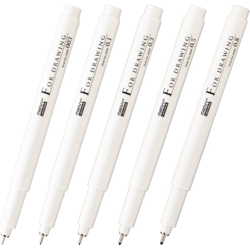FOR DRAWING 水性顔料ドローイングペン Black 5本セット No.4600-5A