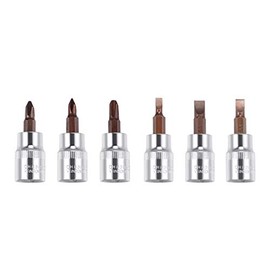 uxcell 3/8" Drive Phillips Slotted Bit Socket Set, S2 Steel Bits, CR-V Sockets 6-Piece (PH1-PH3, FD4-FD6.5)