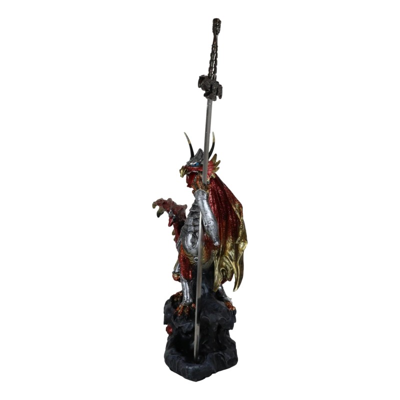 Red King's Knight Armored Dragon With Gothic Skull Sword Letter