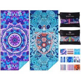 2 Pack Microfiber Lightweight Beach Towel 180x80cm Oversized Extra Large Thin Sand Free Towels Travel Swim Pool Yoga Gym Camping for Adults Women Men Beach Essentials Accessories Vacation Gift