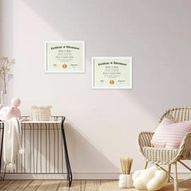 ELSKER&HOME 8.5x11 Picture Frame-Certificate Document Frame 6Pack,White Award frame with Semi-Tempered Glass for Kids,Display Tabletop or Wall Mount,Home or Office.