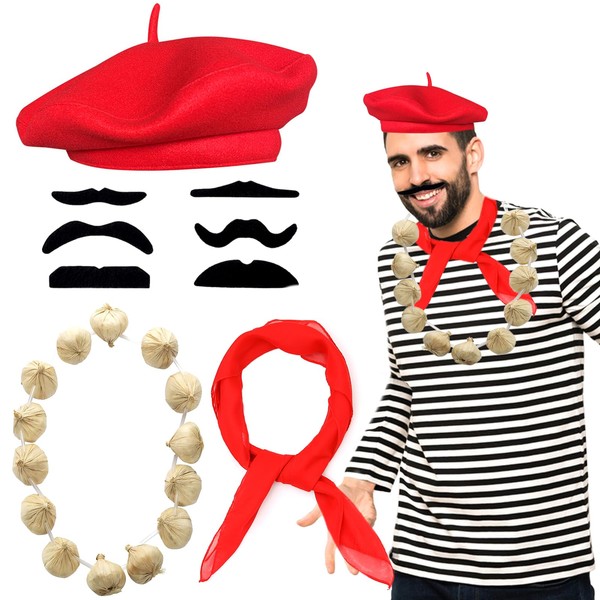 Beamely French Men Set, French Fancy Dress Costume Accessories Set