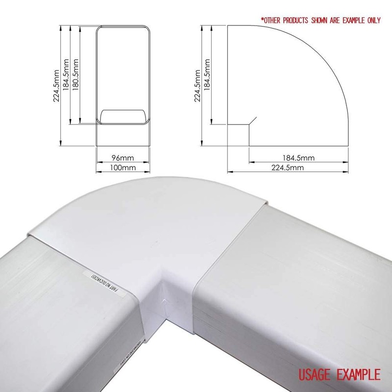 Rectangular Flat 90 Degree Horizontal DUCTING Elbow Bend by KAIR