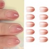 24pcs Short Almond French Pink Gradient False Nails Press On