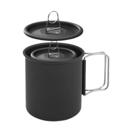 Baoblaze 2Pcs Aluminum Cups Tea Pots Lightweight with Foldable Handle Fishing Water Mugs Camping Tea Mugs for Outdoor Cooking Trekking
