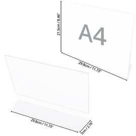 Belle Vous A4 Clear Acrylic Sign Holder (3 Pack) - Slanted Landscape Plastic Display Holders - Table Top Restaurant Menu, Office Desk Cards, Ad Poster, Leaflet, Flyer, Paper Holder & Photo Frame Stand