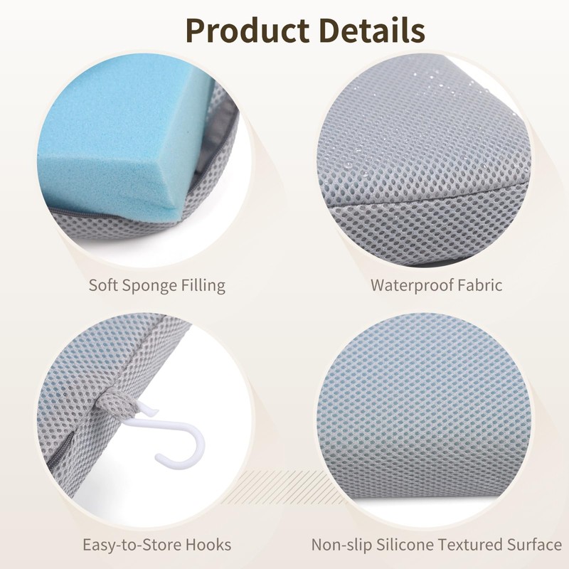 Joyibay Shower Seat Cushion 16x12x2, 45d Mesh Pad, Non-Slip Waterproof