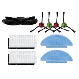 (9PCS) Main Brush/Side Brush/Mop Cloth/HEPA Filter Compatible with Tikom L9000 L8000 Airzeen Q6 SE iLife T10S Laresar L6 nex SL60D SG60 SL61 Robot Vacuum Cleaner Spare Parts