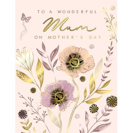 Piccadilly Greetings Mother's Day Card, Floral Wonderful Mum - 8 x 6 inches
