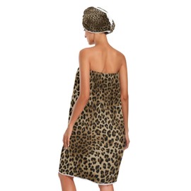 Blueangle - Toalla con Estampado de Leopardo clásico con Gorro de Cabello seco y Diadema para Mujer, Envoltura de Ducha y baño para Mujer con Cierre Ajustable