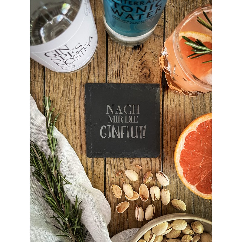 Slate Coaster Set (4 Pieces) for Gin with Gin Sayings