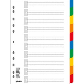 DONAU Index / Dividers Made of Colourful Sturdy Eco PP DIN A4 225 x 297 mm 11 Hole Punched for Folder Organisation in the Office, 7710095PL-99