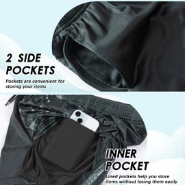 FT FENTENG Boys Swim Trunks with Compression Liner, Boys Bathing Suit Boys Swimming Trunks Black American Flag Boy Board Shorts Swimwear, Quick Dry 4 Way Stretch Beach Shorts for Boys, Medium