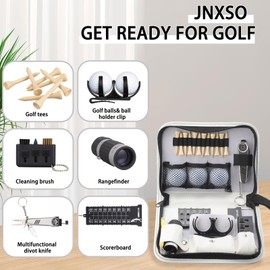 Jnxso Golf Gifts for Men and Women,Golf Accessories Set with Hi-End Case,Golf Balls,Golf Tees,Golf Multifunctional Divot Tool,Rangefinder Golf Brush,Golf Scorer，Golf Ball Clamp(White)