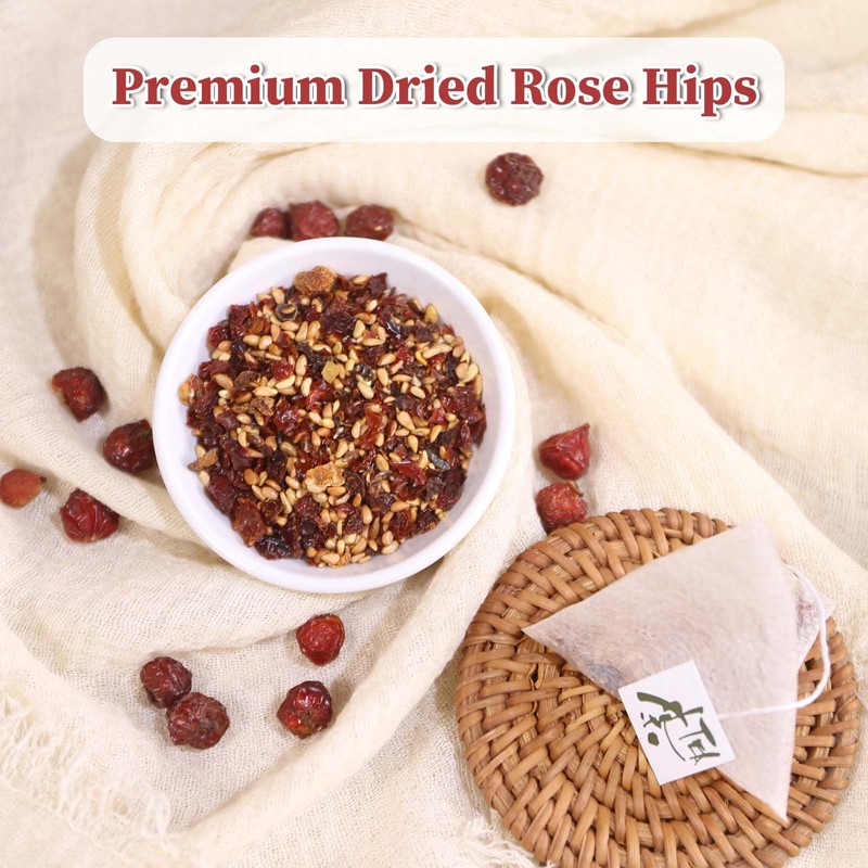 FullChea - Rose Hips Tea Bags, 50 Teabags Rosehip Tea,