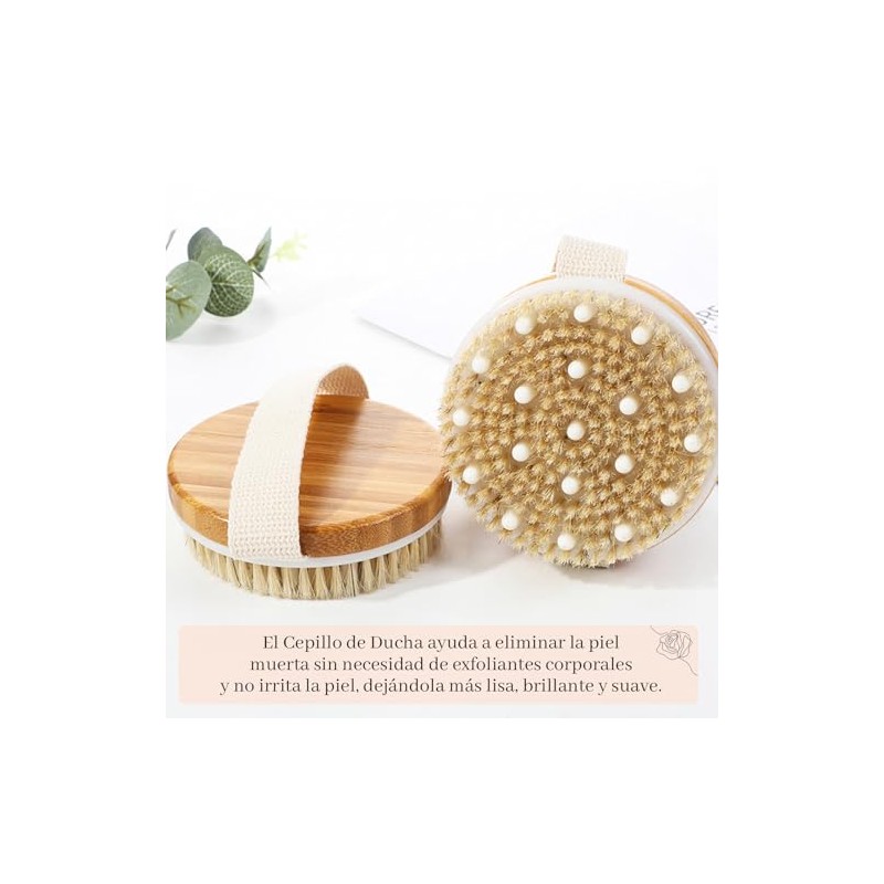 2pcs Cepillo Corporal para Masaje, Exfoliante de Baño de Cerdas,