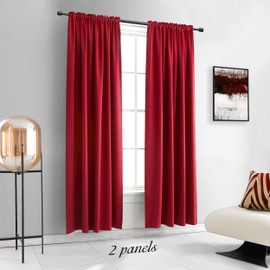 DONREN Red Bedroom Blackout Drapes Insulating Room Darkening Rod Pocket Curtain Panels (42 by 84 Inch,2 Panels)