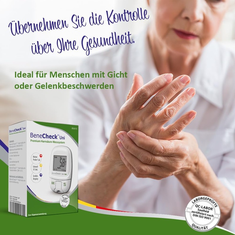 BeneCheck Premium Uric Acid Meter Starter Set with 10 Test