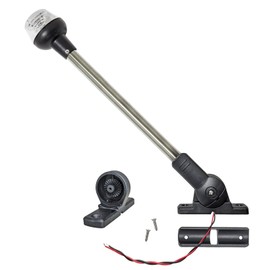 Pactrade Marine Adjustable Folding All Round Anchor Stern Light LED Navigation Stainless Steel Pole Pontoon Boat (Dual Folding Bases (H=16”))