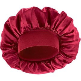Silk Bonnet for Men, Satin Bonnet Elastic Band Silk Sleep Cap Soft Adjustable Hair Cap Hair Wrap for Women Sleeping (AU, Alpha, One Size, Red)