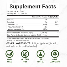 Pumpkin Seed Oil 3,000mg with Saw Palmetto, 240 Softgels – Cold Pressed Extract with Virgin Oil – Supports Prostate Health & Normal Urinary Frequency – DHT Blocker for Hair Growth – Non-GMO