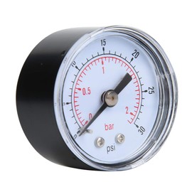 Axial Pressure Gauge, Pressure Gauge, Mechanical Pressure Gauge for Oil, Water, 1 8" Bspt Back Connection (0 30 Psi 0 2 Bar) (0-30 psi, 0-2 bar)