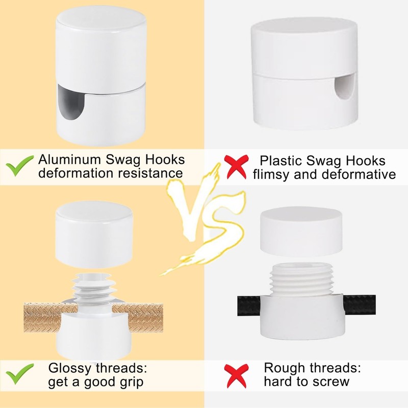 Adcssynd 6 Pack Aluminum Swag Hooks for Ceiling Hanging, Swag