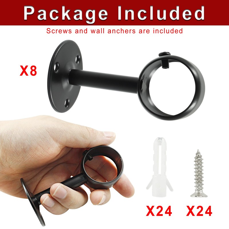 Biaungdo 8 Pcs 1-1/4 Inch Ceiling Curtain Rod Bracket, Heavy