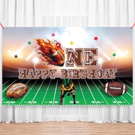 Football Themed Party Supplies Football Field Backdrop Banner Decorations for 1st Boys Kids Football Background for Football Themed 1st Birthday Party Wall Door Sign Decor Photo Baby Shower,Dark Green