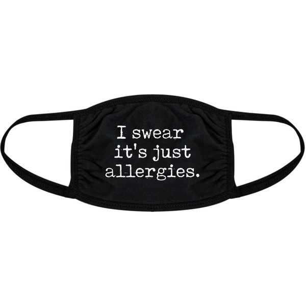 I Swear It's Just Allergies Face Mask Funny Crying Nose And Mouth Covering Crazy Dog Novelty Masks With Sarcastic Sayings Soft Comfortable Funny Mask Black 2 Pack