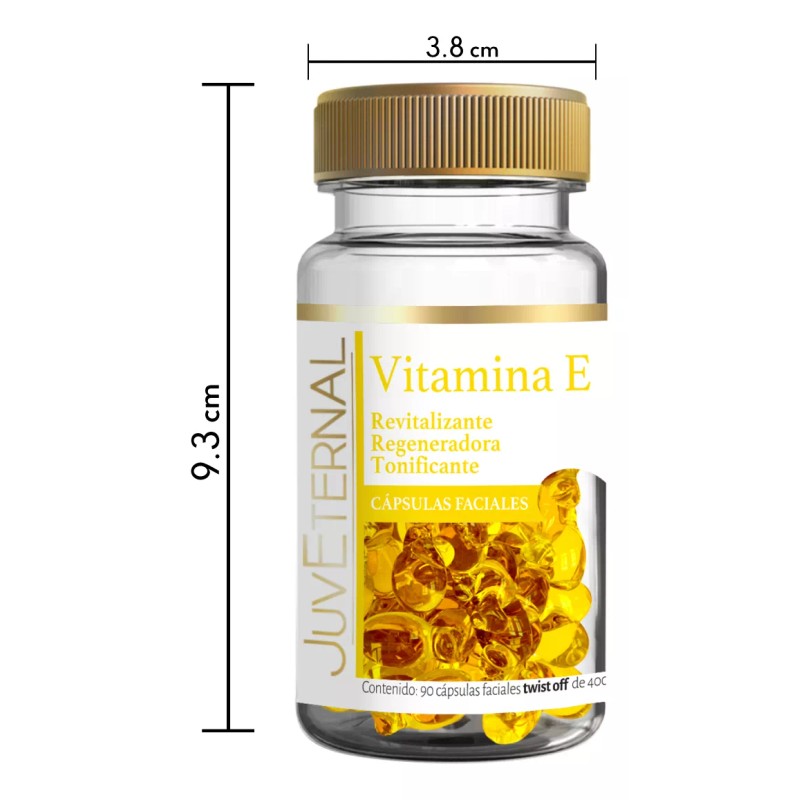 JUVETERNAL Cápsulas Faciales de Vitamina E 90 cápsulas Twist-Off Antioxidante,