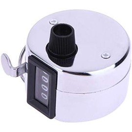 4 Digit Number Hand Held Tally Counter Mini Mechanical Digital Hand Tally Counter Manual Counting Clicker Training Counter（Silver）
