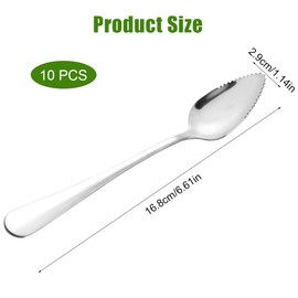 EXIN DEHCEN Kiwi Spoon, Grapefruit Spoon, 16 cm, Stainless Steel Grapefruit Spoon with Serrated Edge, Fruit Spoon with Serrated Edge for Fruit, Desserts, Kiwi, Apples, Grapefruits (Silver)