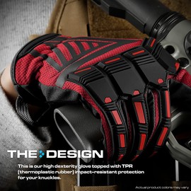 Glove Station - Impulse Guard Tactical Gloves for Men - Touch Screen Gloves Working Gloves Ideal for Sports & Outdoors, Motorcycle and Hunting - Red, X-Large