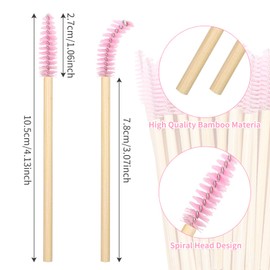 50PCS Disposable Lash Mascara Wands, Bamboo Eyelash Mascara Brushes, Black Eyelash Spoolies eyebrow brush Makeup Kit, Eyelashes Extension Brush Applicator Mascaras Wands Cosmetic Makeup Tools (Pink)