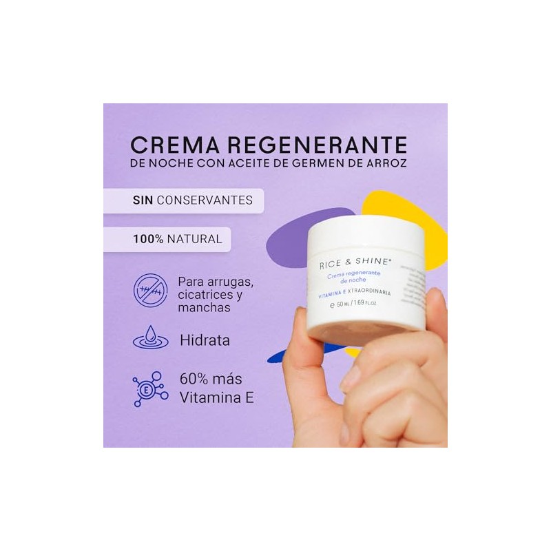 Rice Shine Crema Facial Regen Noche Aceite Germen Arroz Skin