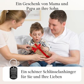 Annauiy Son Gifts from Mum Dad Keyring Gift for Him Inspirational Keyring Gift for Back to School Birthday Graduation Christmas Anniversary, Black son