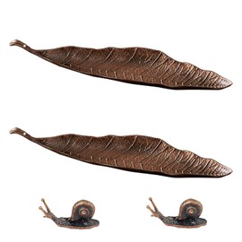 Bronze Incense Holder Metal Leaves and Snail Incense Burner Incense Burner Ash Catcher Metal Leaves Incense Burner for Home Decor, Yoga, Meditation (Pack of 4)