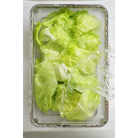 Yoshikawa Colander, Made in Japan, Stainless Steel, Colander, Square Shaped, Vegetables, Length 14.1 x Width 9.3 x Height 2.4 inches (35.6 x 23.7 x 6.2 cm), Large YJ2350