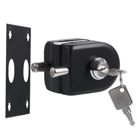 Ranbo Frameless Swinging Door Floor Bolt Lock, No-Drill, 304 Stainless Steel, for 3/8''-1/2''(10mm-12mm) Sliding Glass Doors, Office,Commercial Doors, Black.