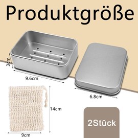 Pack of 2 Soap Boxes, 2 Soap Bags, Travel Soap Box, Waterproof with Drip Rack and Sisal Soap Bags, for Soap, for Travel and Home, Rustproof, Seamless