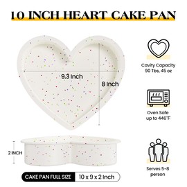 AOTASO Silicone Heart Shaped Cake Pans 10 Inch Large Heart Cake Pan Nonstick Silicone Heart Molds for Baking (2 Pcs Set, Cream)