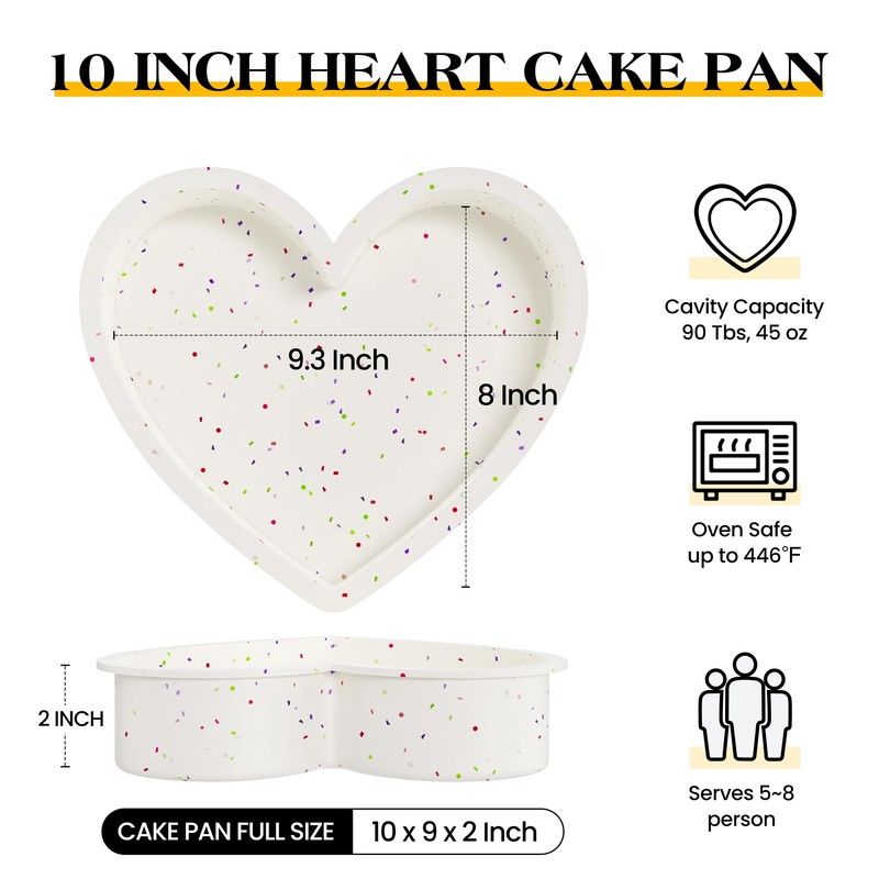 AOTASO Silicone Heart Shaped Cake Pans 10 Inch Large Heart