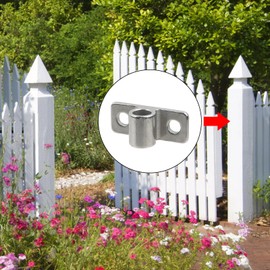 Nicerity 2Pcs Cast Gate Hinges 304 Stainless Steel Horizontal Wall Mount Gate Hinge Fit 5/8",Chain Link Fence Gate Hinge for Farm Gate (Silver)