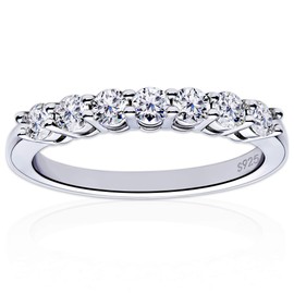 Moissanite Wedding Band,925 Sterling Silver Engagement Rings for Women, 0.7 ct D Color VVS1 Lab Created Diamond Rings,Eternity Promise Stackable Engagement Ring Ring for Her Size 4-9 (US4.25, 0.7CT)