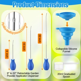 Diatomaceous Earth Powder Duster, Longer 9" to 22" Retractable Garden Powder Applicator Dispenser, 8 oz Bulb Duster Sprayer Insect for Home Organic Gardening Agricultural Supply (Blue,2 Pcs)