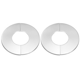 HARFINGTON 2pcs Wall Split Flange 2.4" (61mm) Stainless Steel Round Self-Adhesive Split Flange Pipe Cover Clip-on Escutcheon Collar for Floor Ceiling Bathroom Kitchen Toilet