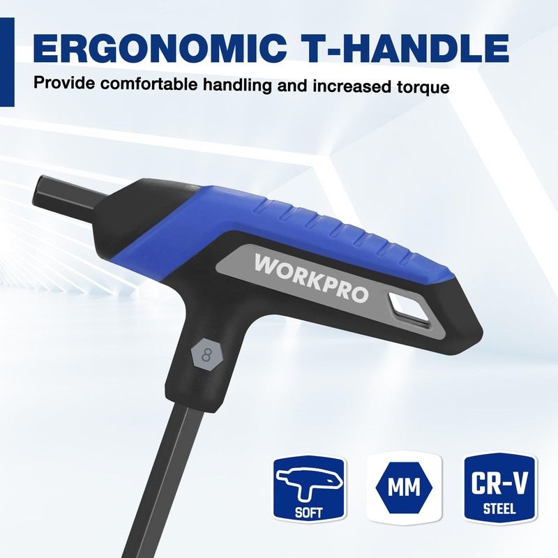WORKPRO 14-Piece T-Handle Allen Wrench Set, Metric & SAE T