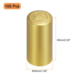 uxcell 100Pcs PVC Heat Shrink Capsules Wine Bottle Capsules Shrink Cap Wrap Shrink Top Cover for Wine Cellars and Home Kitchen, Gold 32x60mm